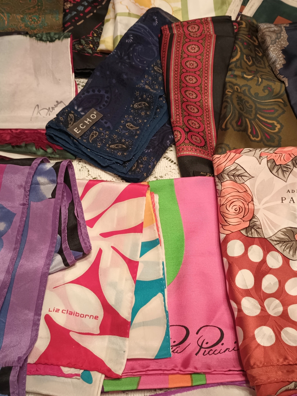 Mixed Silk Scarves Collection - Bright Multicolor Assortment - Picture 2 of 3